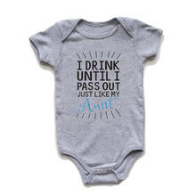 Newborn Boy Girl Combination Letters I Drink Until I Pass as My Aunt Cotton Summer Infant Romper Baby Clothes 0-24M 2024 - buy cheap