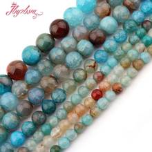 6,8,10mm Smooth Round Bead Ball Multicolor Cracked Agates Stone Beads For DIY Necklace Bracelets Jewelry Making 15"Free Shipping 2024 - buy cheap