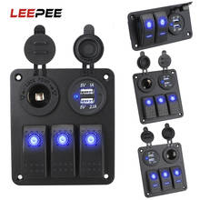 LEEPEE 2/3 Gang Car Switch Panel Waterproof Dual USB Port Outlet Combination 12~24V Circuit Control Digital Voltmeter 2024 - buy cheap
