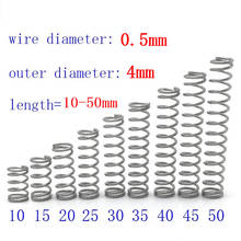 20pcs wire diameter = 0.5mm OD = 4mm Stainless Steel Micro return Small Compression anti corrosion extension springs L=10-50 2024 - buy cheap