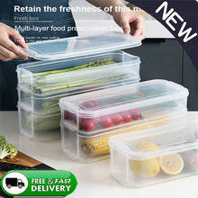 Frigorífico transparente com 3 camadas, recipiente para geladeira, caixa organizadora de alimentos, bandeja de armazenamento e armazenamento de cozinha 2024 - compre barato