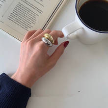 Широкое геометрическое открытое гладкое модное металлическое кольцо золотого и серебряного цвета простое регулируемое кольцо в стиле панк хип-хоп женское ювелирное изделие для вечеринки 2024 - купить недорого