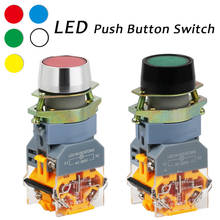 22mm Momentary LED Flat Push Button Illuminated Switch Self Reset No Lock Maintained Fixed Light Round 1NO1NC button LA39 2024 - buy cheap
