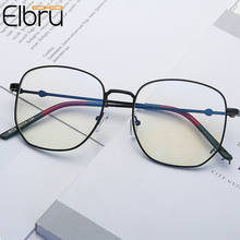 Elbru armações de óculos para miopia, armações de óculos para mulheres, lentes transparentes retrô, de metal simples 2024 - compre barato