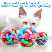 Colorful Pet Cat Ball Toy with Bell TPR Bite Resistant Ball Cat Kitten Dog Biting Chew Toy Weave Balls Cat Dog Interactive Toys 2024 - buy cheap