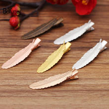 BoYuTe (20 Pieces/Lot) 12*52MM Metal Feather Hair Clips Vintage Diy Handmade Jewelry Accessories Wholesale 2024 - buy cheap