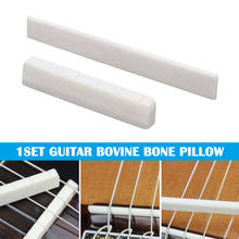 2 pçs guitarra osso bovino travesseiro clássico guitarra ponte pinos osso de búfalo sela porca entalhado fundo plano conjunto 2024 - compre barato