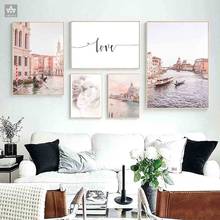 Italy Venice Coast Flower Poster Nature Landscape Print Sea Beach Love Quote Canvas Art Painting Seascape Picture Wall Decor 2024 - buy cheap