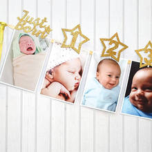 1set 1st Birthday Party Decor Supplies Newborn 1-12 Month Baby Photo Banner With Clip Baby Shower Unicorn/Star Banner 2024 - buy cheap