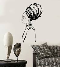 Abstract African Woman In Turban wall Stickers African Native Black Girl Vinyl Decal Removable poster Decor Living Room DG095 2024 - buy cheap