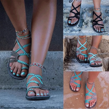 Sandalias de gran tamaño para mujer, zapatos planos con nudo de cuerda, para verano, Europa, Estados Unidos 2024 - compra barato