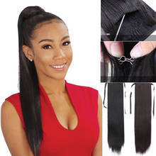 Synthetic Hair Fiber Heat-Resistant Straight Hair With Ponytail Fake Hair Chip-in Hair Extensions Hidden pocket Pony Tail Wig 2024 - buy cheap