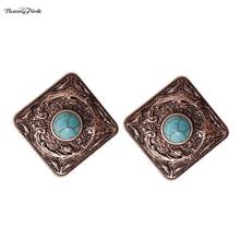 Banny Pink Vintage Alloy Square Stud Earrings For Women Bohemia Geometric Stone Post Earrings Tribal Gypsy Indian Earring Brinco 2024 - buy cheap