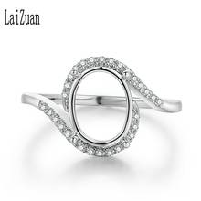 LaiZuan-anillo de compromiso ovalado, 9x7mm -10x8mm, oro blanco de 14K, 0,2 CT, diamantes naturales, semicerrado, ajuste 2024 - compra barato