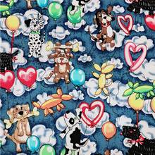 140cm Wide Kawaii Dog Balloon Cotton Fabric For Sewing Patchwork Cloth Printed Cotton Fabrics DIY Children Clothing Making 2024 - buy cheap