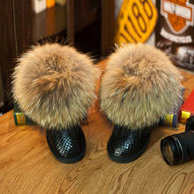 Botas de piel auténtica para mujer, zapatos de piel de zorro auténtica a la moda, botines cálidos, botas de nieve con suelas de goma antideslizantes para invierno 2024 - compra barato