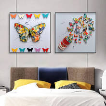 Pinturas en lienzo de mariposas para decoración del hogar, pósteres artísticos nórdicos coloridos con Graffiti, imágenes de pared para sala de estar 2024 - compra barato
