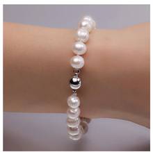 Natural 8-10mm White Round Freshwater Pearl Bracelet Men Women 2024 - buy cheap