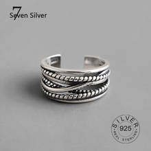 Real 925 sterling silver finger rings for women vintage black knot Trendy fine Jewelry Large Adjustable Antique Rings Anillos 2024 - buy cheap