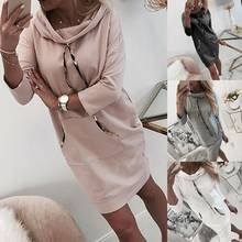 Casual Spring Autumn Long Pullover Dress Women Long Sleeve Solid Color Jumper Pullover Sweatshirt Oversize Hooded Dress Tops* 2024 - buy cheap