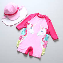 Traje de baño de una pieza para niñas de 2 a 10 años, bañador con gorro de unicornio rosa, CZ973, novedad de 2019 2024 - compra barato