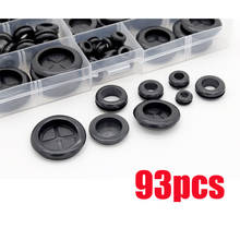 93Pcs/box Rubber Grommet Gasket Kits for Wire Cable Black Assortment Set 2024 - buy cheap