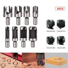 4pcs/set Wood Plug Cutting Tool Drill Bit Straight And Tapered Taper 5/8" 1/2" 3/8" 1/4" Woodworking Cork Drill Bit Cutters 2024 - buy cheap
