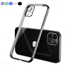 Capa protetora para smartphone, proteção de telefone em tpu macio, borda reta, para iphone 12 mini 11 xr xs 11 pro max 2024 - compre barato