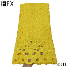 HFX-tela de encaje de guipur africano amarillo, gasa nigeriana de alta calidad, encaje de red de terciopelo para boda H4611, novedad, 2021 2024 - compra barato