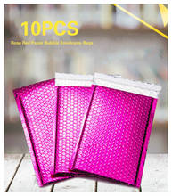 Envelopes plásticos com fechamento adesivo, sacos de plástico para organização de envio postal, cor vermelha, rosa, com 10 peças 2024 - compre barato