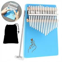 17 Keys Thumb Piano Kalimba Blue Finger Heart Pattern Solid Single Board Pine Mbira Mini Keyboard Instrument /best gift 2024 - buy cheap