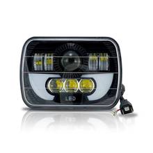 Farol led retangular selado, 1 peça, 5x7, 7x6 polegadas para jeep, cherokee, xj, h6014, h6052, h6054, motocicleta, led drl, 45w, 90w, 105w 2024 - compre barato