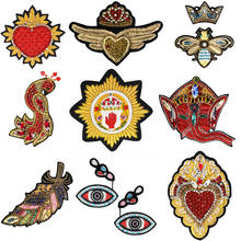 Emblemas indianos de seda, pavão, elefante, coração, coroa, abelha, olhos de folha, aplique, novo emblema para calças, roupas decoradas, 1 peça 2024 - compre barato
