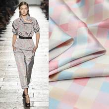 138*50cm ice cream plaid silk stretch satin fabric natural silkworm silk brand fashion cloth dress shirt home textile materials 2024 - buy cheap