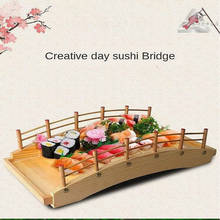 Plato de madera de estilo japonés para decoración, plato creativo de madera con forma de puente para Sushi, barco de pino, Sashimi, vajilla de Sushi 2024 - compra barato
