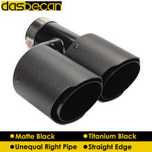 Dasbecan Car Dual Muffler Exhaust Tips Matte Carbon Fiber Unequal Exhaust Pipe for AK Titanium Right End Tip H Model Universal 2024 - buy cheap