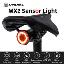 Meroca mx2 luz traseira da bicicleta auto start/stop brake sensing ipx6 impermeável led de carregamento ciclismo luz traseira 2024 - compre barato