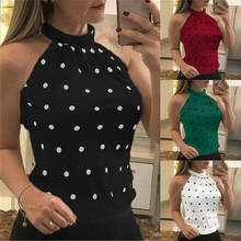 Novo regata sexy feminina apertada, slim, sem mangas, fitness, halter, regata, moda, estampa, bolinhas, mulheres, top 2024 - compre barato