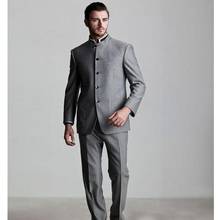 Grey Mans Suits For Wedding Slim Fit Groom Tuxedos Custom Made Best Man Blazers Prom Dresses Dinner Suits 2Pieces(Jacket+Pants) 2024 - buy cheap