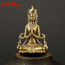 Pure Brass Guanyin Buddha Statue Vintage Key Chains Pendants Copper Bodhisattva Lucky Keychains Hanging Jewelry Keyrings Charms 2024 - buy cheap