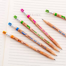 40 pces bonito lápis mecânico 2.0mm com apontador bonito imitação de madeira lápis automático para material de estudo escolar papelaria presente 2024 - compre barato