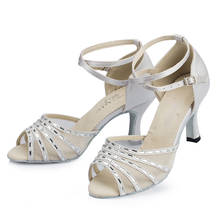 New Women's Rhinestone Latin Dance Shoes Satin Ballroom Dancing Shoes Salsa Dancing Shoes 5CM 6CM 7CM 8CM Heel 2024 - buy cheap