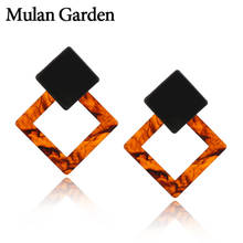 M&G Trendy Square Leopard  Acrylic Earrings for Women Moon Orange Round Acetate Resin Earrings Fashion Stainless Steel Jewelry 2024 - buy cheap