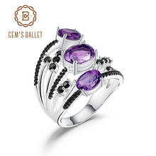 GEM'S BALLET-Anillos triples de dedo de Plata de Ley 925 clásica, 3,42 CT, anillo ovalado de piedras preciosas de amatista Natural para mujer, joyería fina 2024 - compra barato