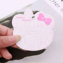 Nueva llegada tarjetas de embalaje de joyería encantadora 100 unids/lote forma de oso con lazo rosa impreso horquilla exhibición de joyas de moda tarjetas DIY 2024 - compra barato