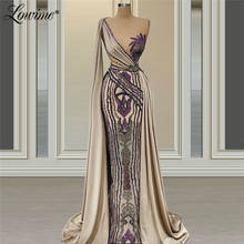 Lowime-vestido de noche de un hombro con purpurina de Dubái, traje largo de fiesta de boda árabe, personalizado, talla grande, 2021 2024 - compra barato
