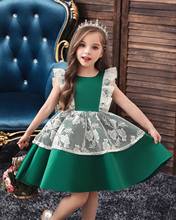 Vestido de princesa de renda para festa de aniversário, vestido verde de baile, roupas para crianças, fantasia de vestido de noite para meninas 2024 - compre barato