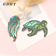 GDHY Green Turtle Tortoise Jellyfish Brooch Funny Animal Enamel Pins Spille Bag Clothes Lapel Brooches Badges Jewelry Bijoux 2024 - buy cheap