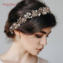 TOPQUEEN HP355 Alloy Leaf Bridal Headbands for Wedding Golden Hair Vine Jeweled Headpieces  Wedding Hair Ribbon Dainty Headwear 2024 - buy cheap