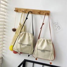 2021 New Women Canvas Shoulder Bag Leather Cotton Patchwork Design Bucket Bags Drawstring Handbag Tote Cloth Purse For Ladies 2024 - buy cheap